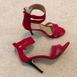 Red suede heels 7.5